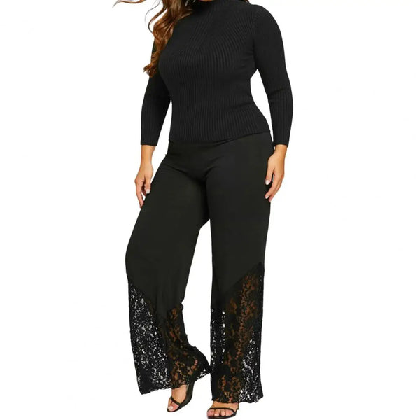 Trendy Lace Patchwork Flare Pants