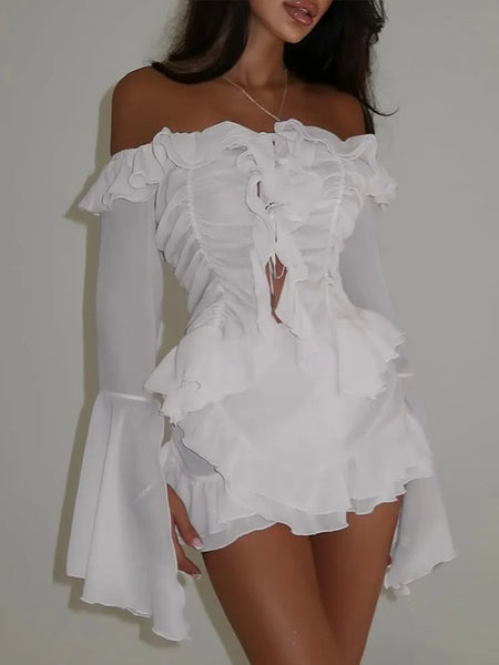 Trendy Lace Ribbon Inspired Crop Top And Skirt Set