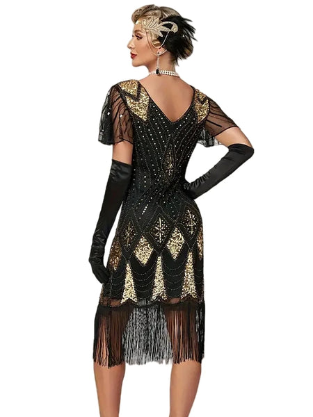 Trendy 1920s Fringed Butterfly Sleeve Party Dress Halloween Costume