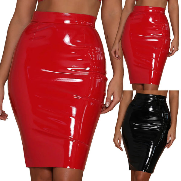 Trendy Faux Leather High Waist Skirt
