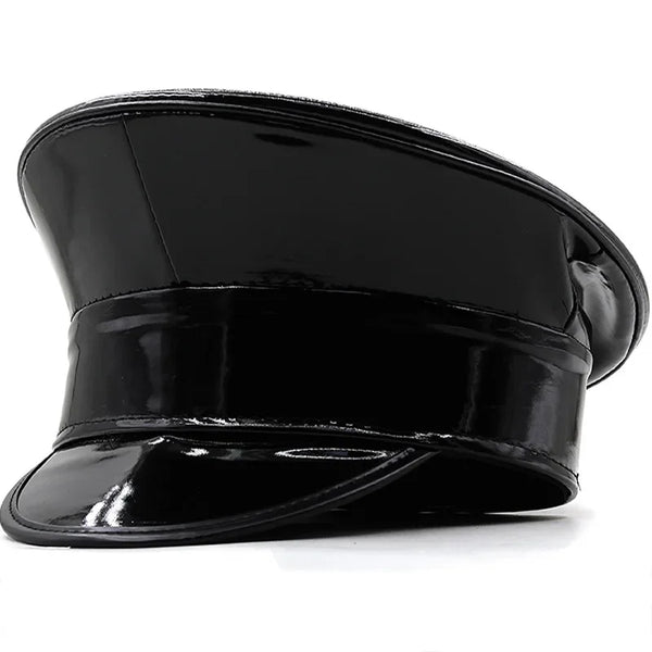 Trendy Faux Patent Leather Navy Inspired Hat