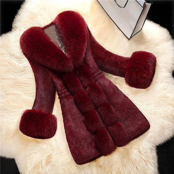 Trendy Plush Solid Faux Fur Winter Coat