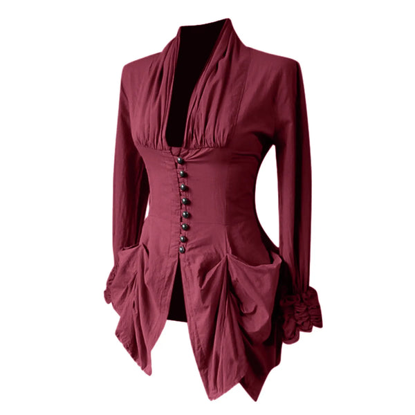 Trendy Gothic Ruffled Medieval Inspired Blouse