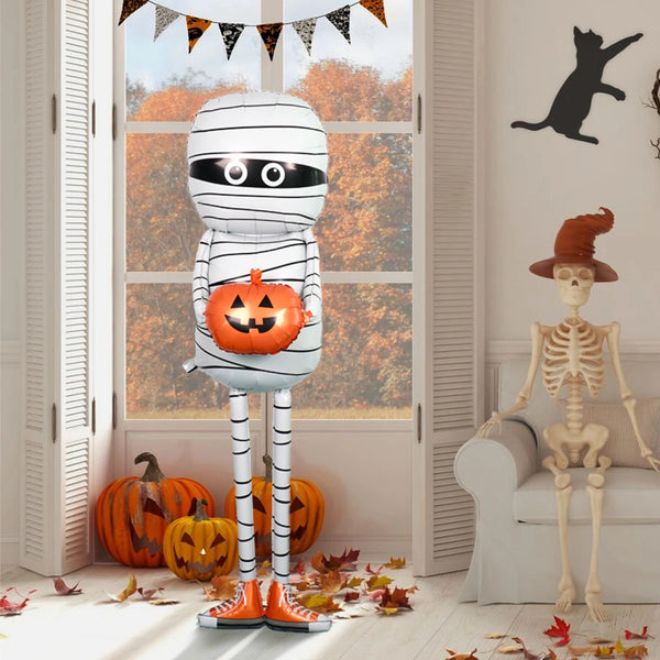 Trendy Halloween Mummy Holding Pumpkin Decor