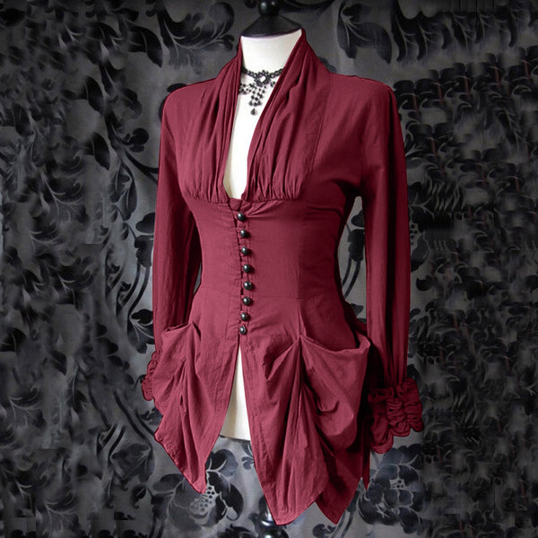 Trendy Gothic Ruffled Medieval Inspired Blouse