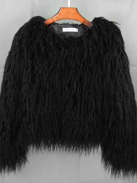 Trendy Faux Fur Shaggy Fluffy Coat