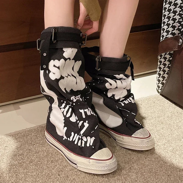 Trendy High Top Flat Platform Sneakers