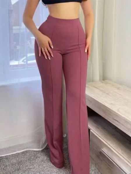Trendy Flared Business Casual High Waist Pants