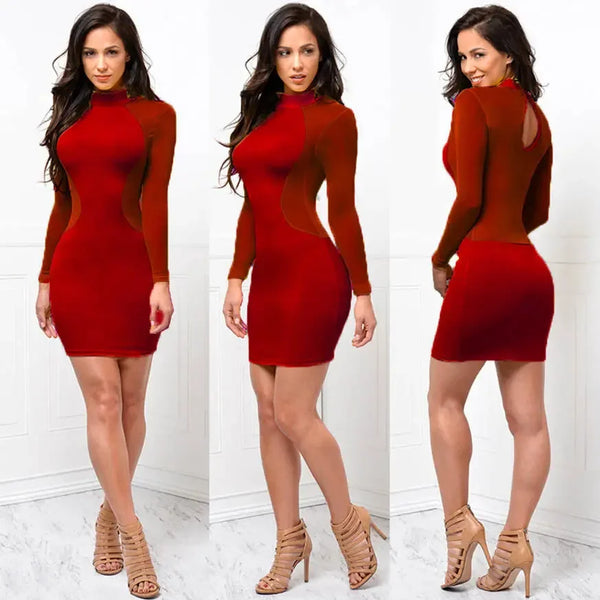 Trendy Casual Long Sleeve Backless Party Dress