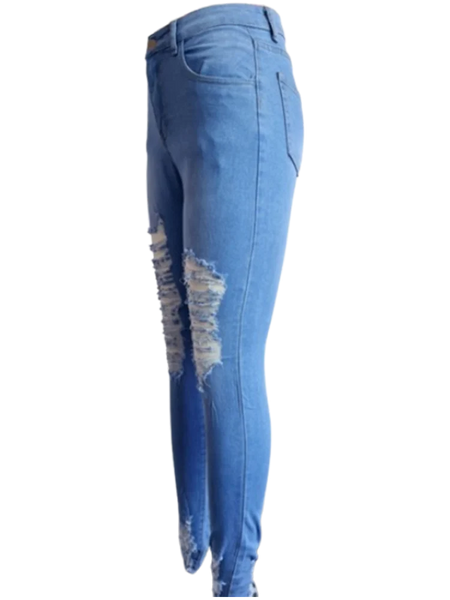 Trendy Ripped High Waist Denim Jeans