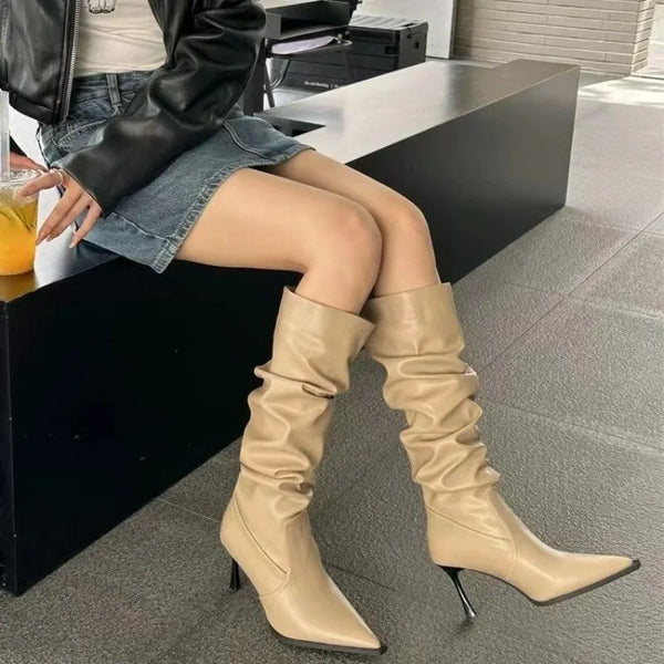 Trendy Knee High Pointed Toe Boots