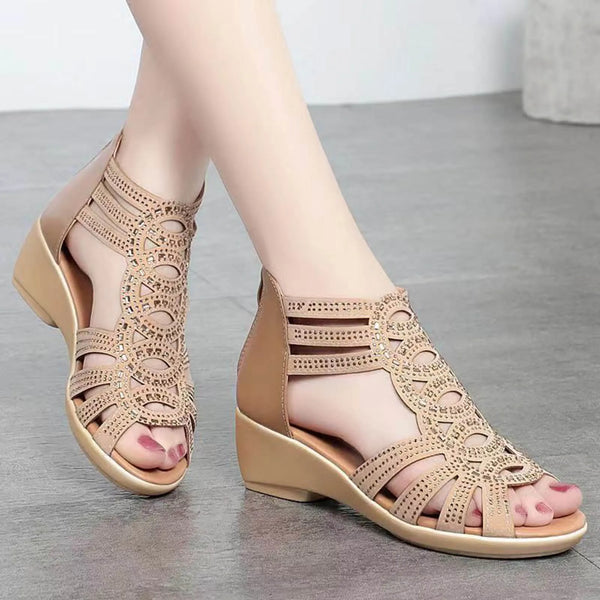 Trendy Wedge Faux Leather Sandals