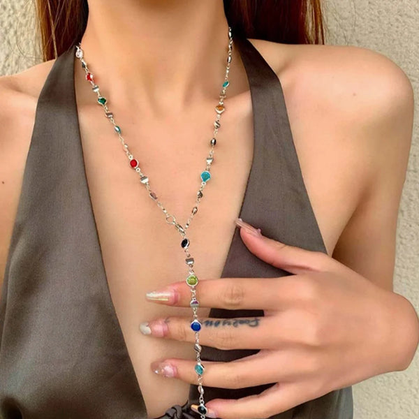 Trendy Geometric Pearl Drip Single Necklace