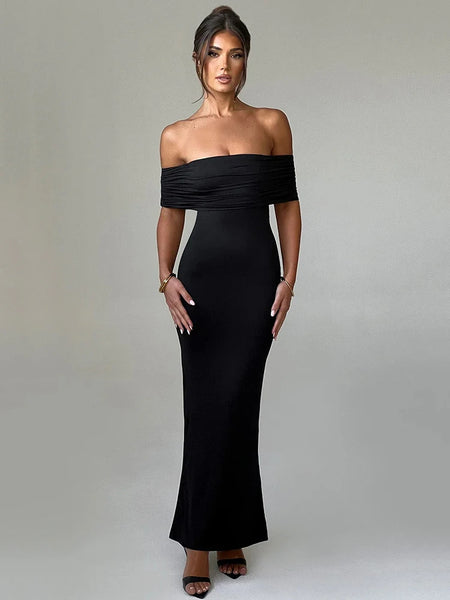 Trendy Strapless Backless  Off-shoulder Maxi Dress