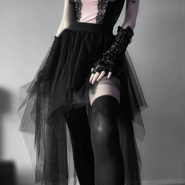 Trendy High Waist Casual Yarn gothic Style Skirt