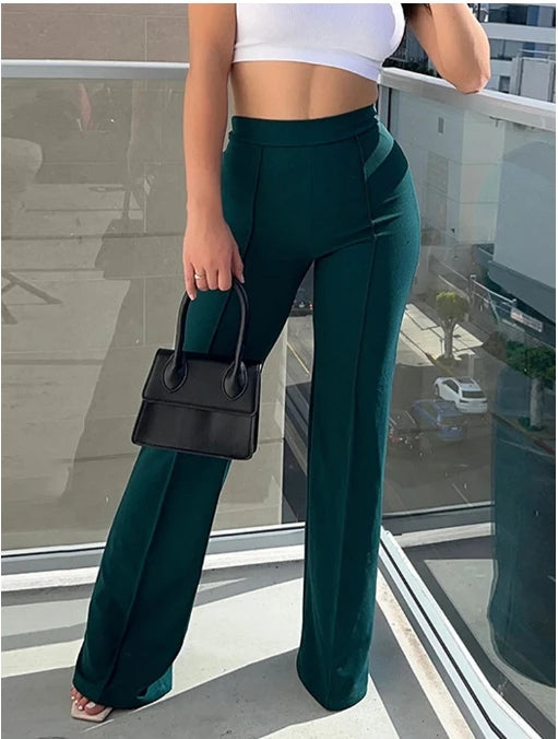 Trendy Flared Business Casual High Waist Pants
