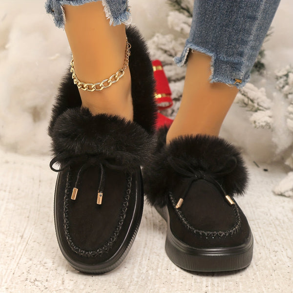 Trendy Slip On Faux Fur Winter Ankle Slipper Boots