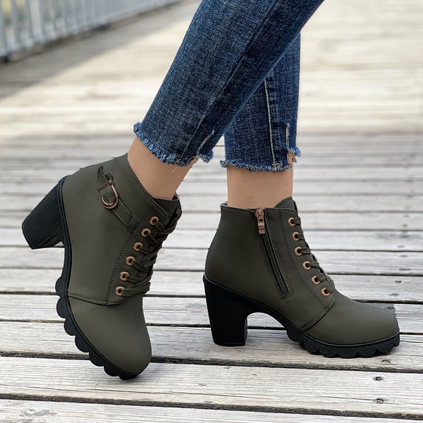 Trendy Faux Suede Chunky Boot Heels