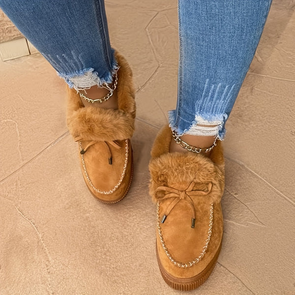 Trendy Slip On Faux Fur Winter Ankle Slipper Boots