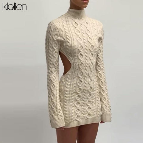 Trendy Long Sleeve Turtleneck Sweater Dress