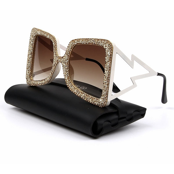 Trendy Big Frame Bling Sunglasses