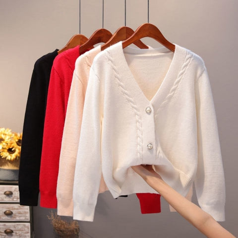 Trendy Cardigan V Neck Knitted Sweater