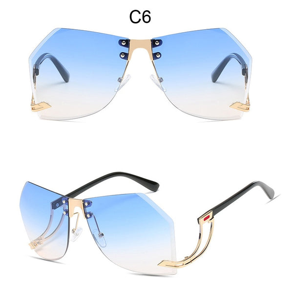 Trendy Rimless Frame Oversized Sunglassess