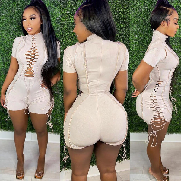 Trendy Bandage Hollow Out Romper