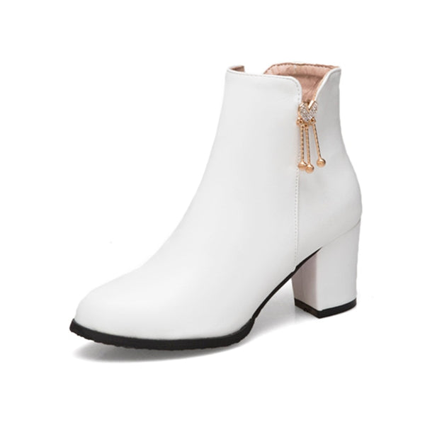 Trendy Thick Heel Buckle Zipper Ankle Boots