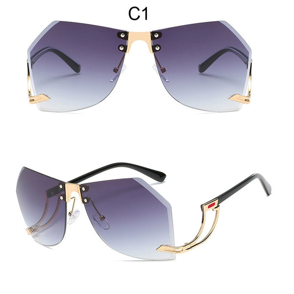 Trendy Rimless Frame Oversized Sunglassess