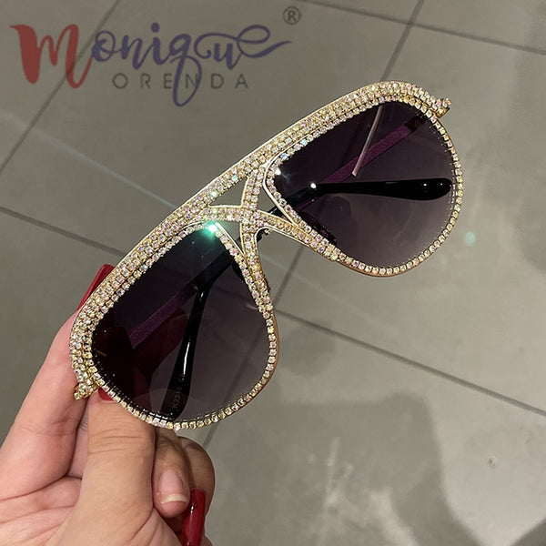 Trendy Oversized Rhinestone Sunglasses