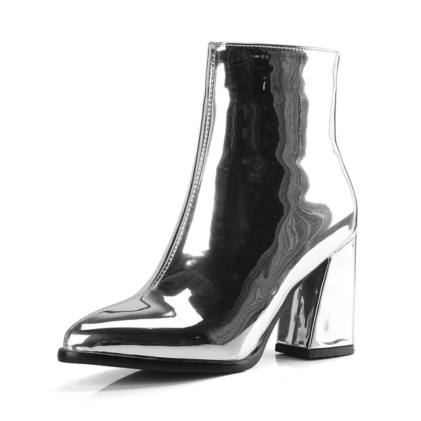 Trendy Pointed Toe Metallic Ankle Boots