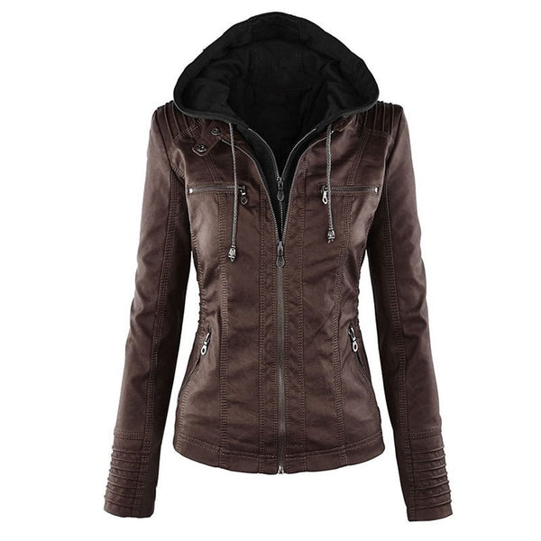 Trendy Faux Leather Spring Jacket