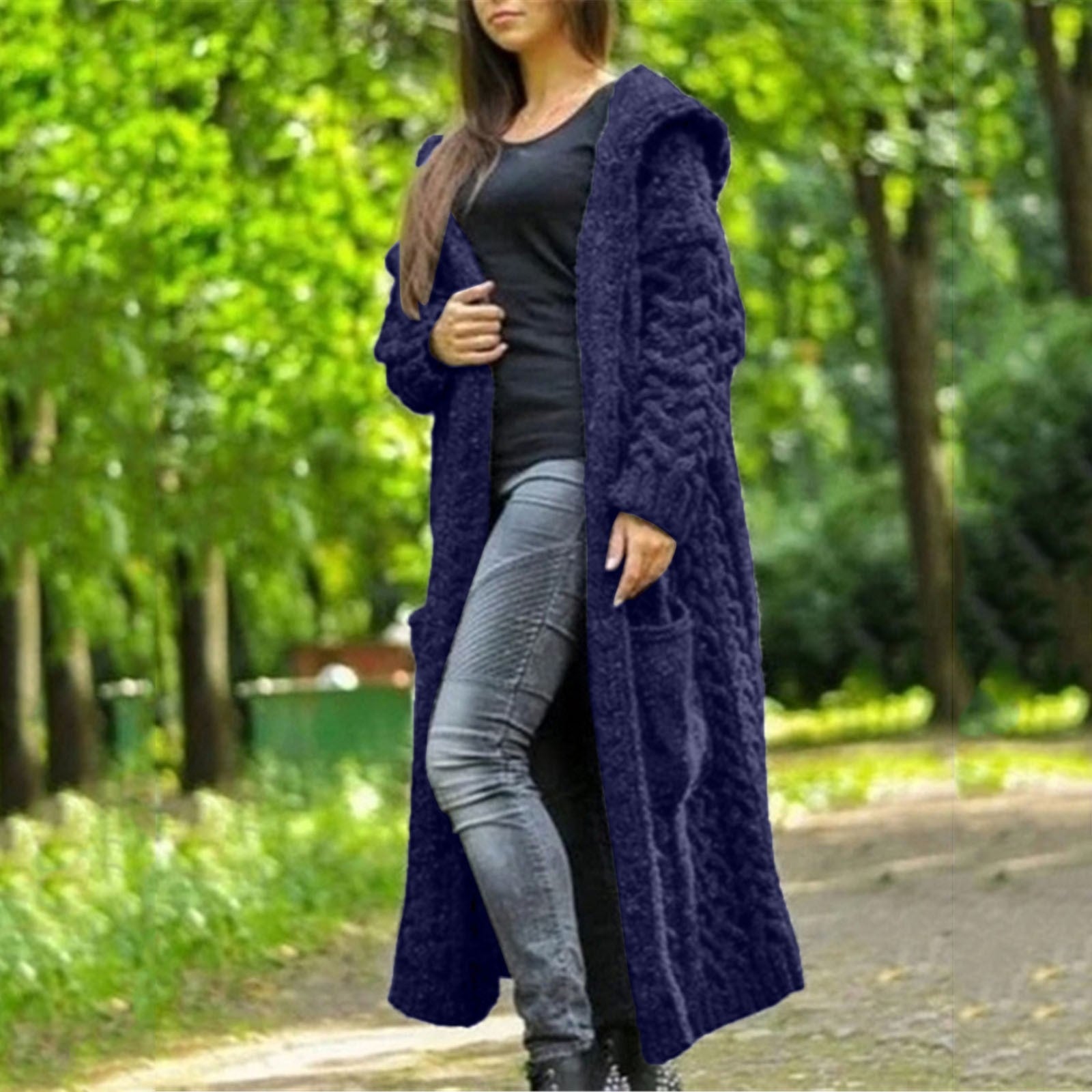 Trendy Hooded Oversized  Cardigan Sweater