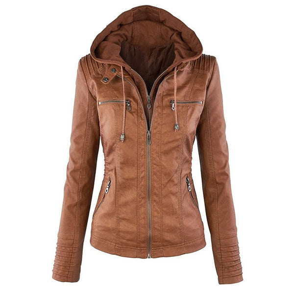 Trendy Faux Leather Spring Jacket