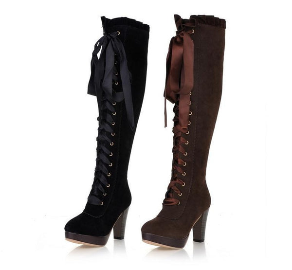Trendy Lace High Heel Boots
