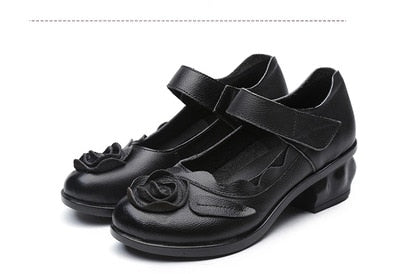 Trendy Retro Flower Round Toe Platform Shoes