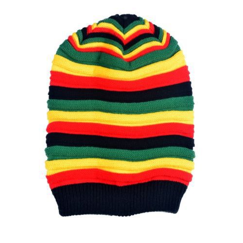 Trendy Jamaican Rasta Reggae Striped Beanie Hat