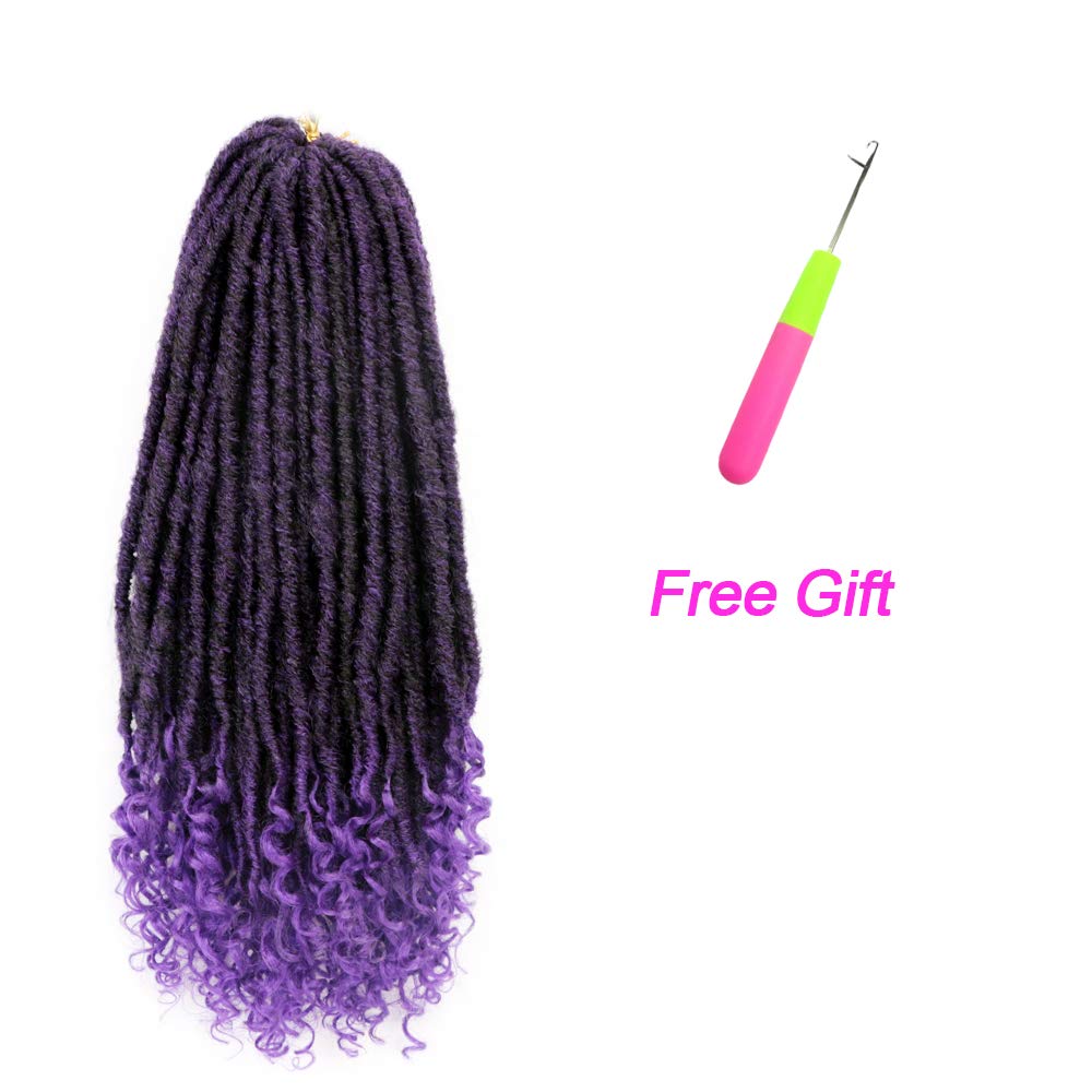 Trendy Purple Crochet Goddess Locs With Curly Hair
