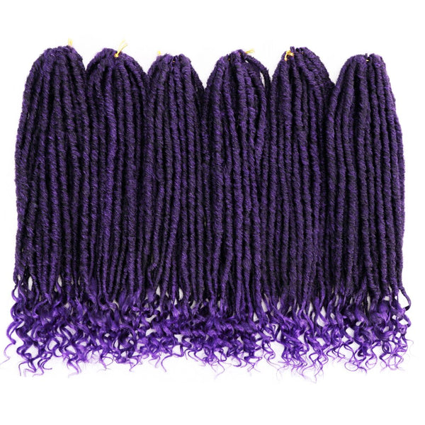 Trendy Purple Crochet Goddess Locs With Curly Hair