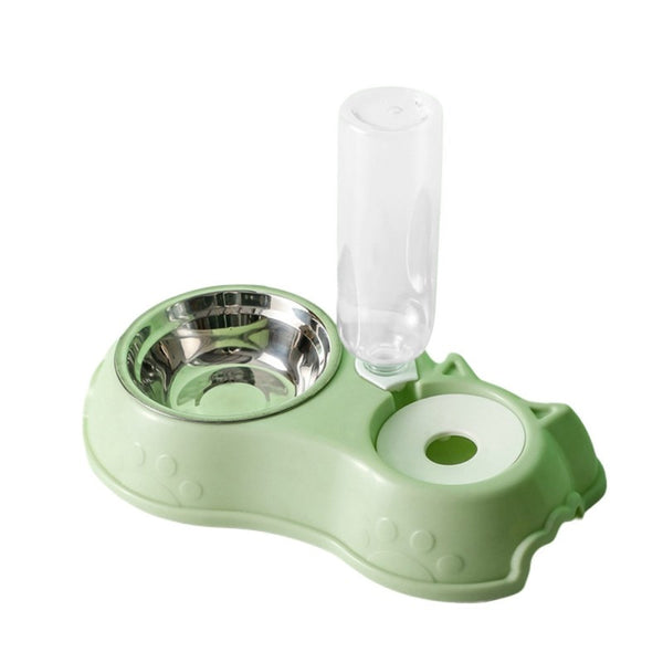 Trendy 500ML Dog/Cat Feeder Stainless Steel Double Bowl With Water Bottle