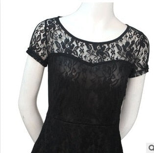 Trendy Hallow Out Lace Mini Party Dress