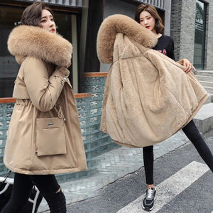 Trendy Fur Collar Hooded Winter Coat