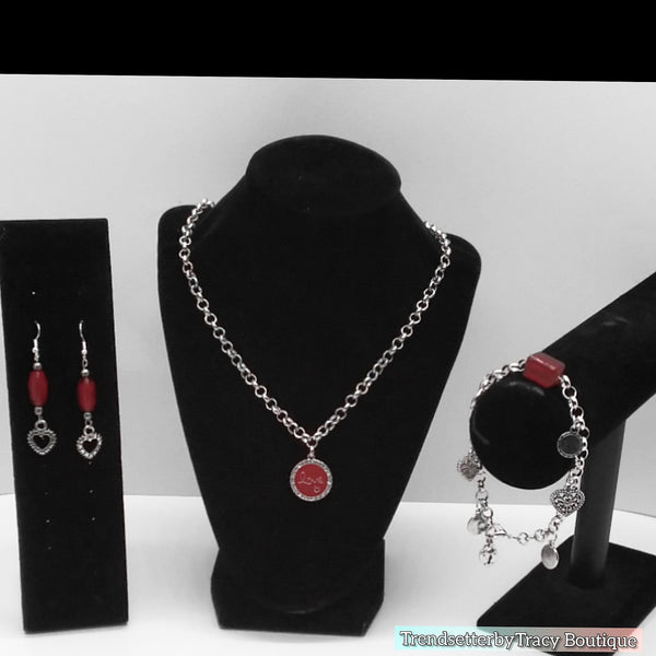 Trendy Love Is Like A Red Circle Statement Necklace Set