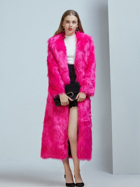 Trendy Long Faux Fur Coat