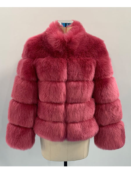 Trendy Faux Fur With Collar Winter Coat