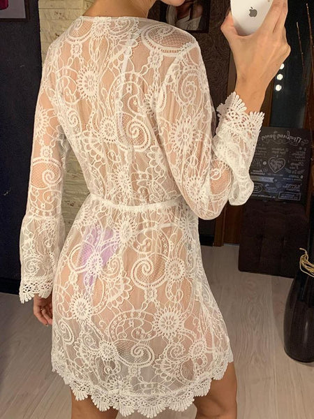 Trendy Beach Lace Dress Cover Up