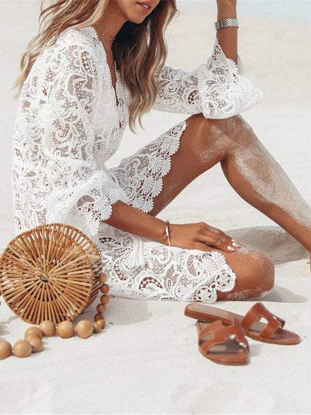 Trendy Beach Lace Dress Cover Up