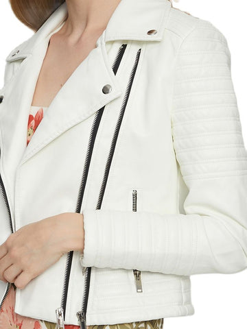 Trendy Faux Leather Jacket With Several Zippers