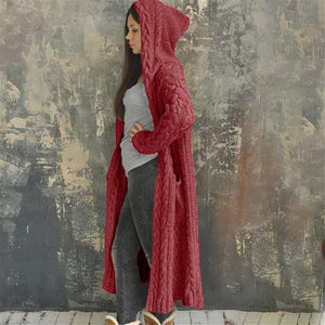 Trendy Hooded Oversized  Cardigan Sweater